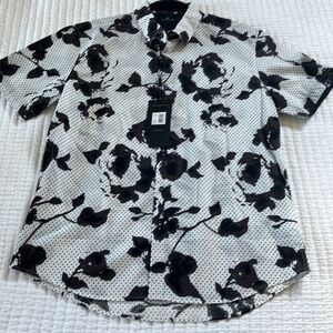 7 Diamonds White, black and brown Floral Button Down Shirt
